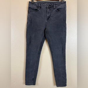 Hot topic Black heart black distressed super skinny jeans size 9‎ Goth Emo Punk